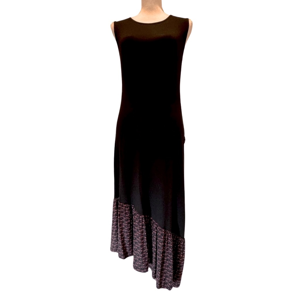 NWT Matti Mamane sleeveless, asymmetrical midi dress. Black.  Small
